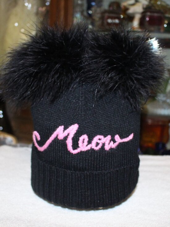 Kate Spade Accessories - New with Tag: Kate Spade New York Marabou Meow Beanie Hat - Black CUTE!!!